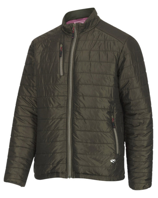 Olive Merlot Coloured Hoggs of Fife Kingston Lightweight Quilted Jacket on white background #colour_olive-merlot