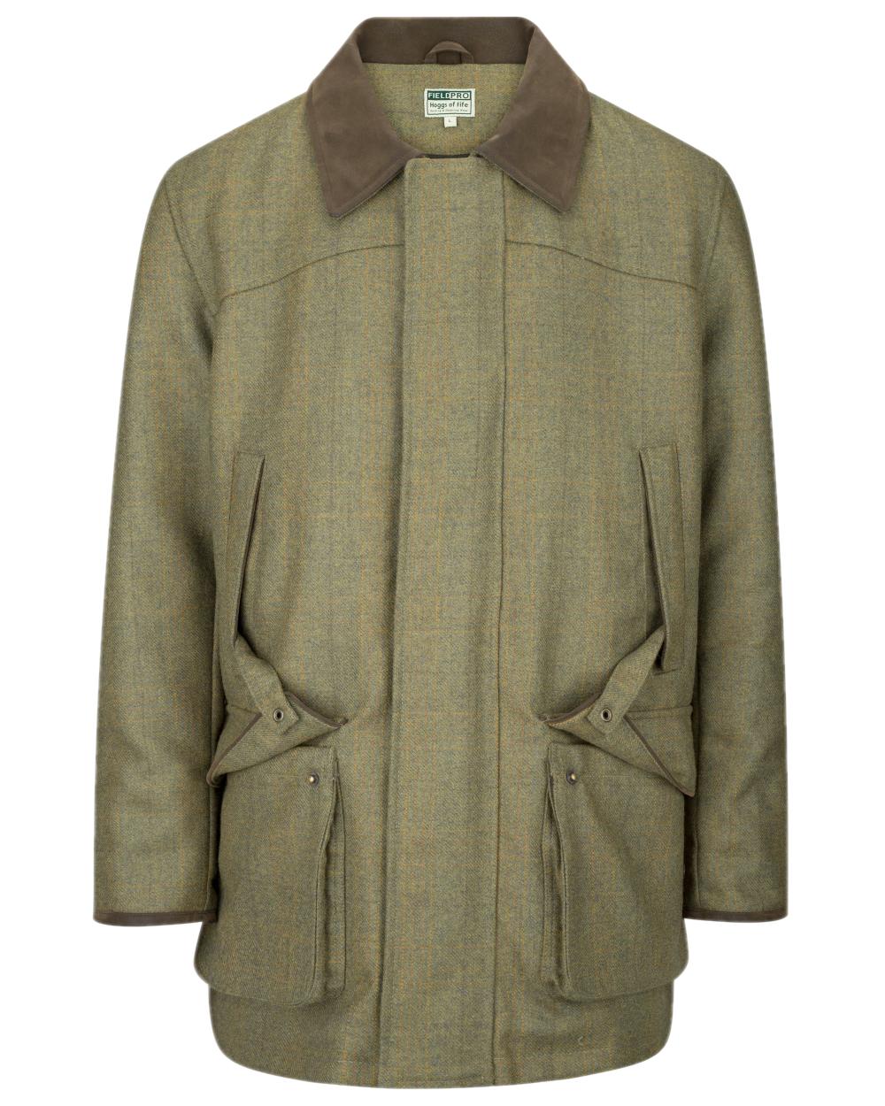 Autumn Bracken Coloured Hoggs of Fife Kinloch Technical Tweed Field Coat on white background #colour_autumn-bracken