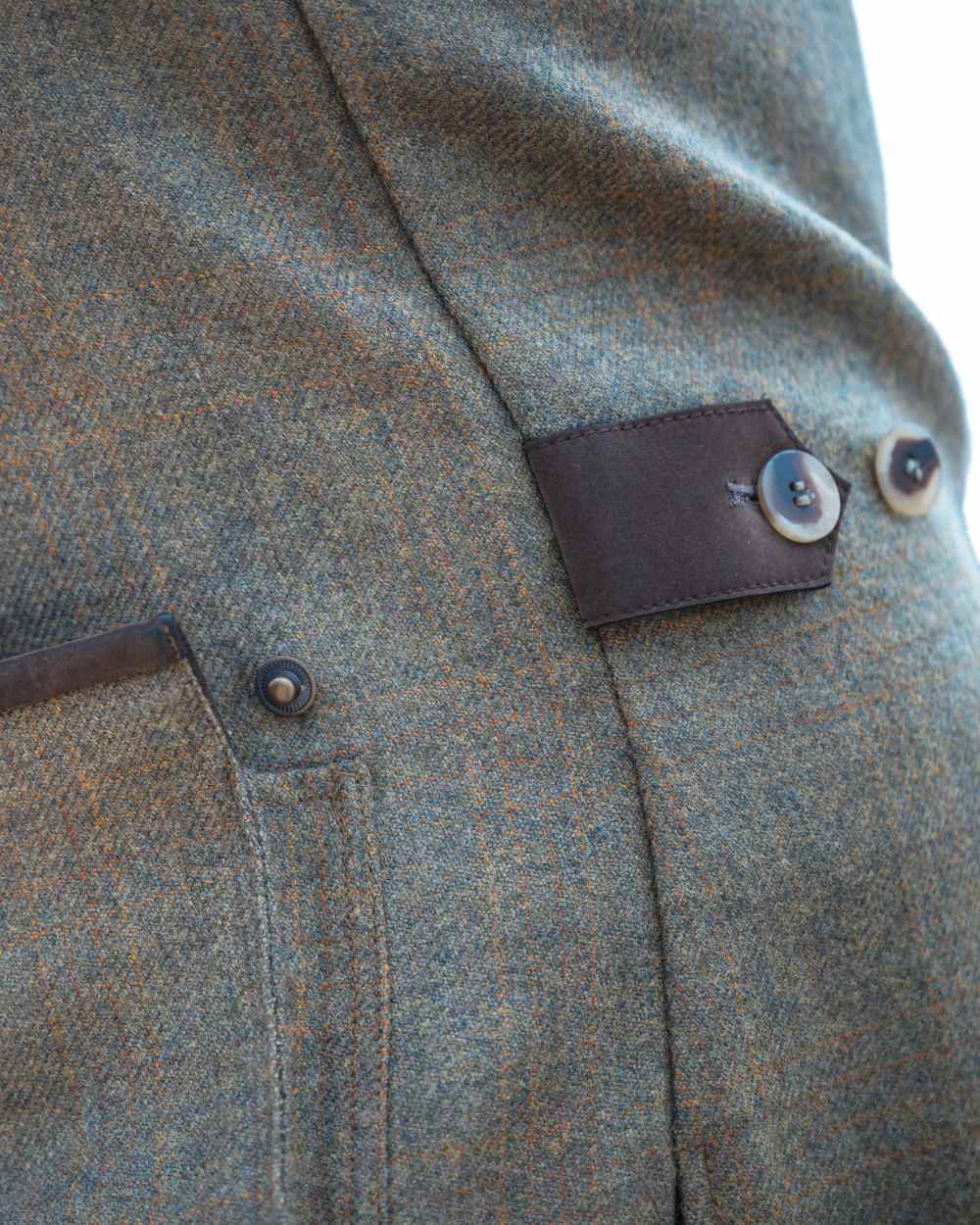 Autumn Bracken Coloured Hoggs of Fife Kinloch Technical Tweed Field Waistcoat on white background #colour_autumn-bracken