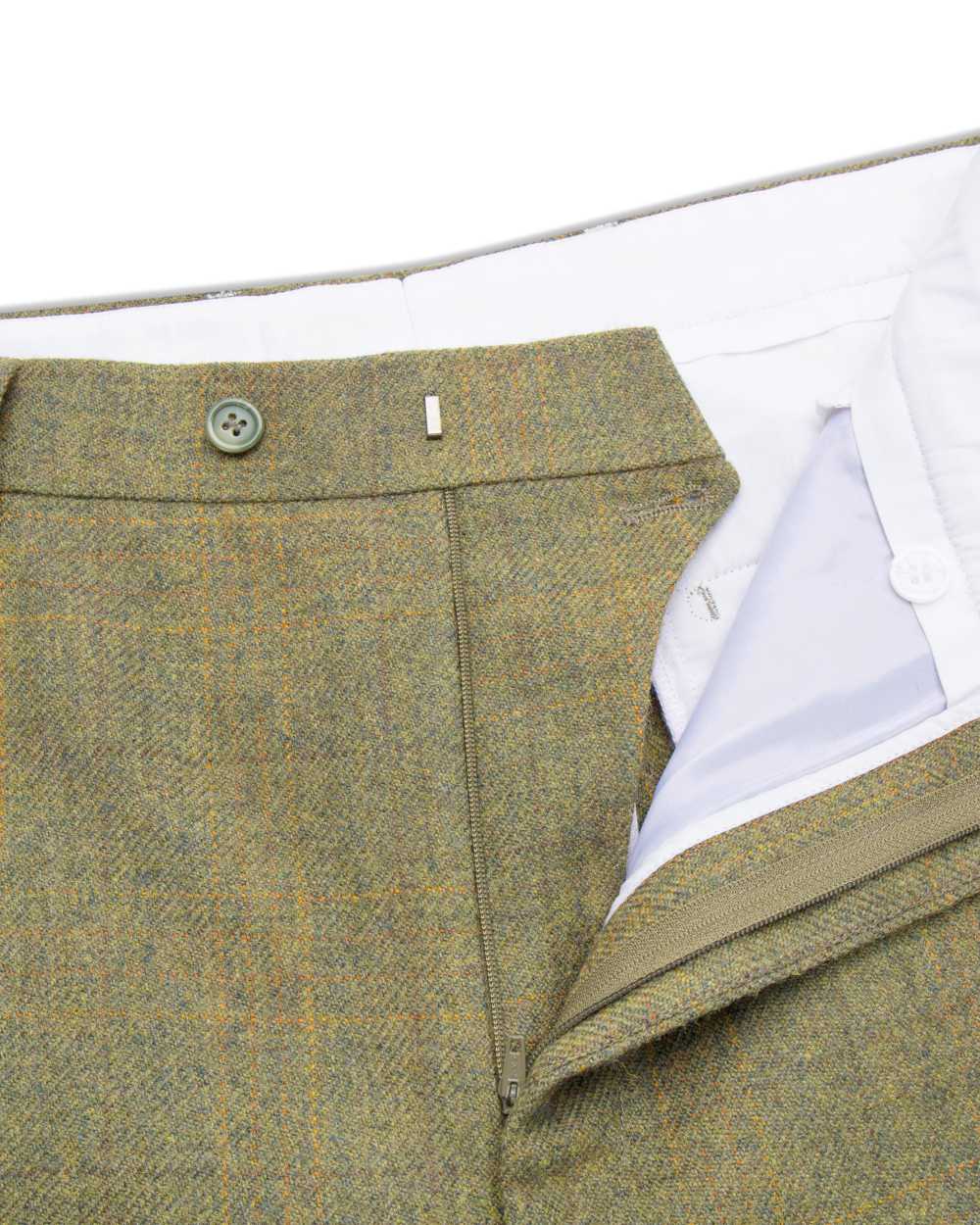 Green Coloured Hoggs of Fife Kinloch Tweed Trousers on white background #colour_green