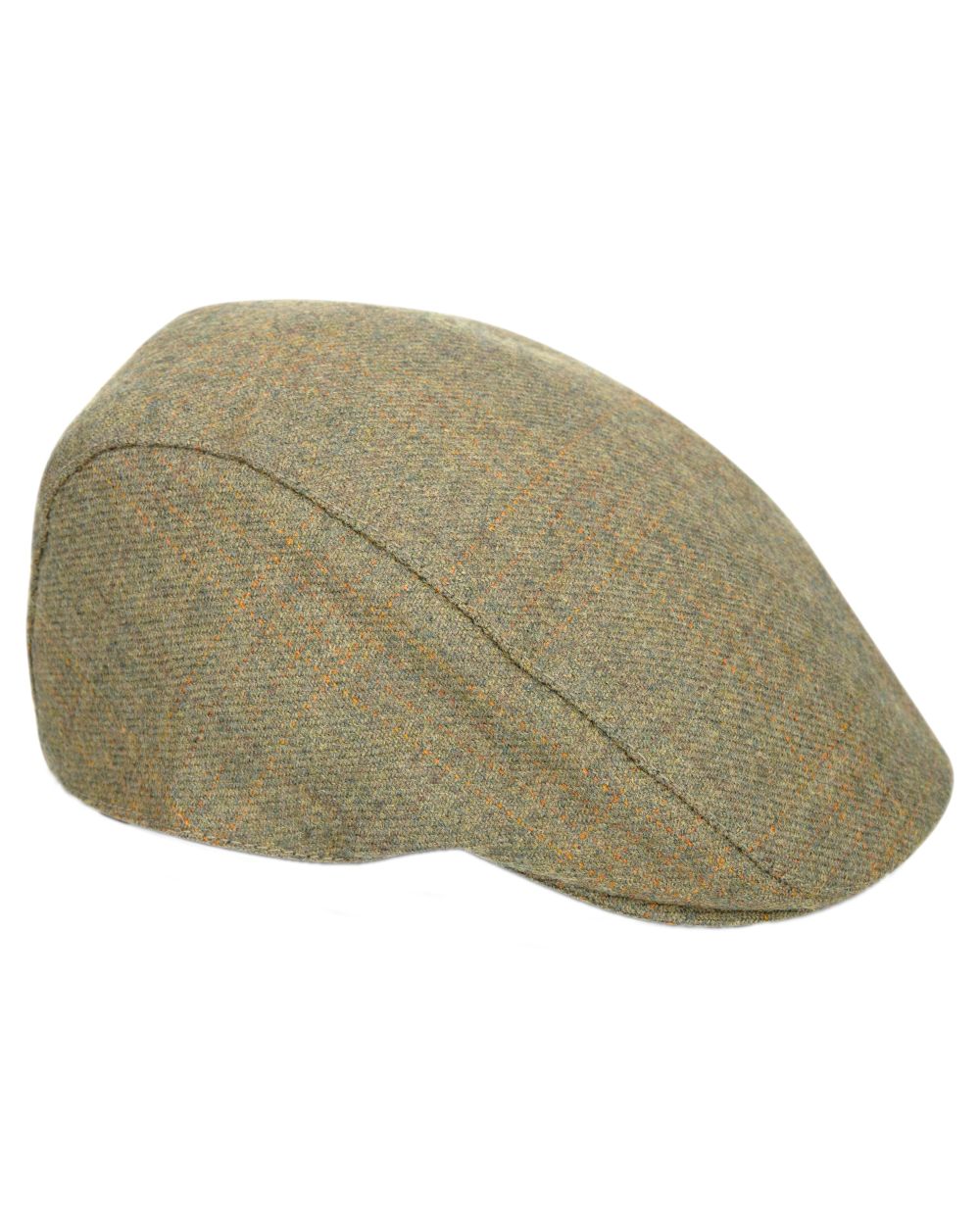 Autumn Bracken Coloured Hoggs of Fife Kinloch Waterproof Tweed Flat Cap on white background #colour_autumn-bracken