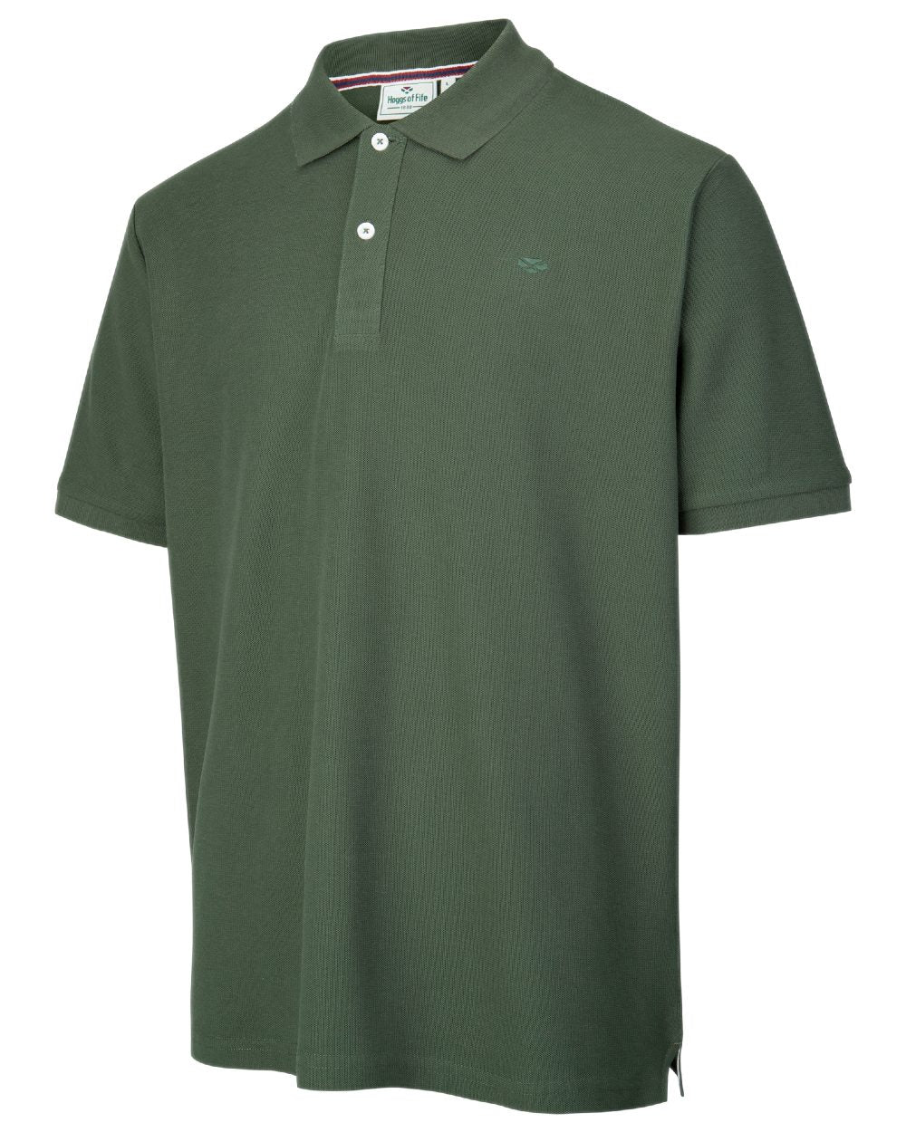 Bottle Green Coloured Hoggs of Fife Largs Pique Polo Shirt on white background #colour_bottle-green