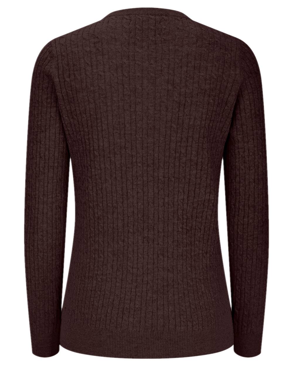 Redwood Coloured Hoggs of Fife Lauder Ladies Cable Pullover on white background #colour_redwood