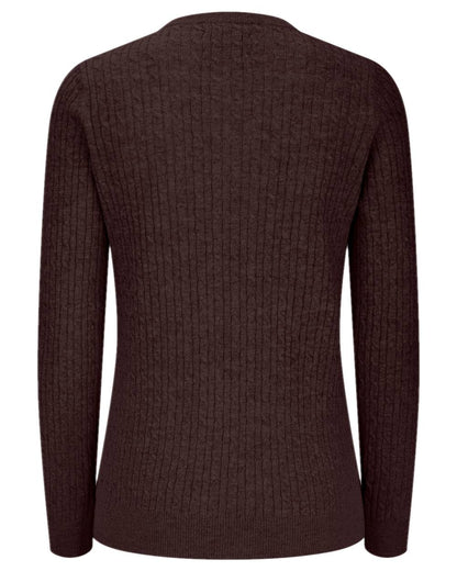 Redwood Coloured Hoggs of Fife Lauder Ladies Cable Pullover on white background #colour_redwood
