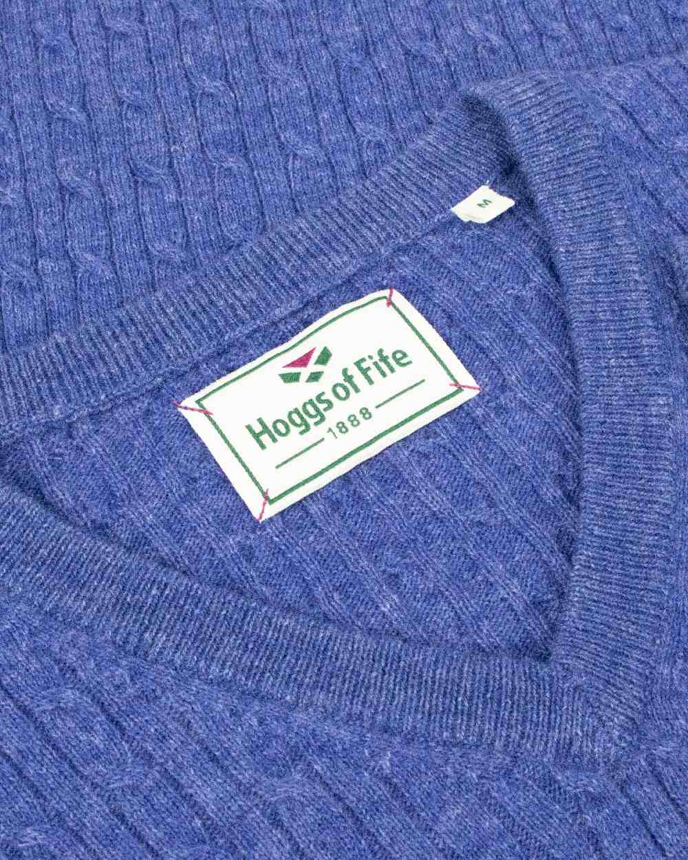 Violet Coloured Hoggs of Fife Lauder Ladies Cable Pullover on white background #colour_violet