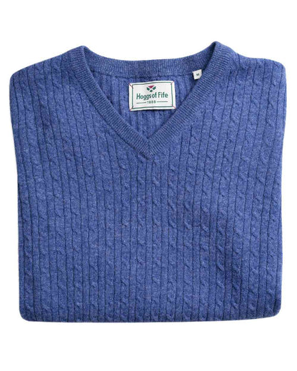 Violet Coloured Hoggs of Fife Lauder Ladies Cable Pullover on white background #colour_violet