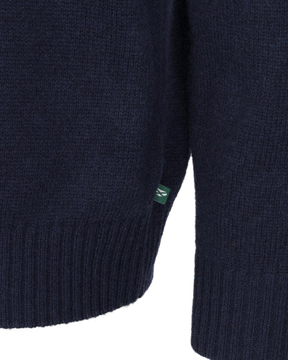 Navy Marl Coloured Hoggs of Fife Lothian II Quarter Zip Pullover on white background #colour_navy-marl