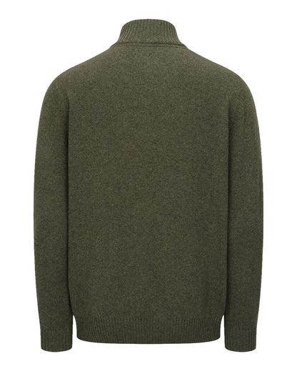 Olive Marl Coloured Hoggs of Fife Lothian II Quarter Zip Pullover on white background #colour_olive-marl