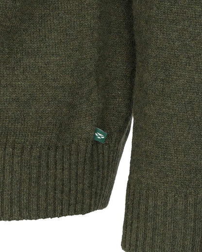 Olive Marl Coloured Hoggs of Fife Lothian II Quarter Zip Pullover on white background #colour_olive-marl