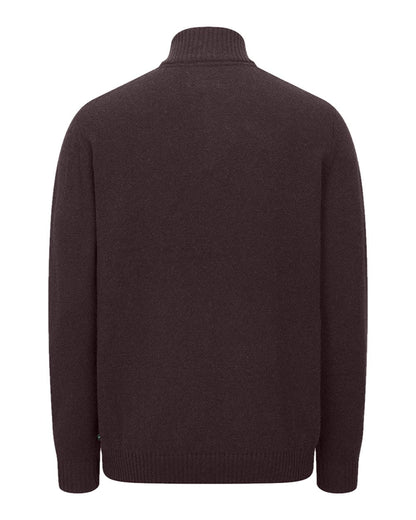 Redwood Coloured Hoggs of Fife Lothian II Quarter Zip Pullover on white background #colour_redwood