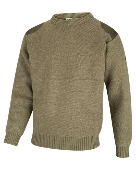Marled Green Coloured Hoggs of Fife Melrose Hunting Pullover on white background #colour_marled-green