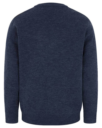 Storm Blue coloured Hoggs of Fife Melrose II V Neck Pullover on white background #colour_storm-blue