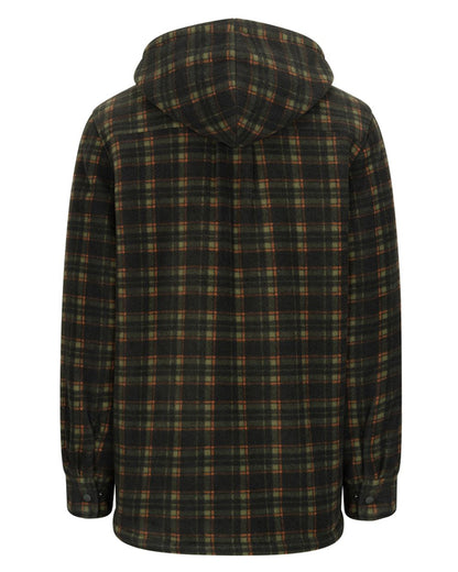 Green Coloured Hoggs of Fife Mens Caithness Hooded Fleece Shacket on white background #colour_green
