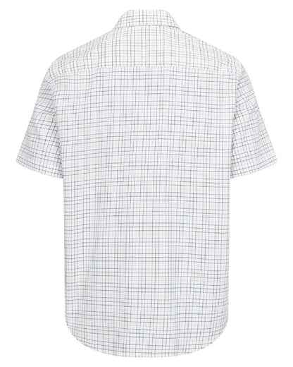 Green Gold Coloured Hoggs of Fife Mens Callum Short Sleeve Tattersall Shirt on white background #colour_green-gold