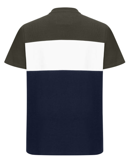 Forest White Navy Coloured Hoggs of Fife Mens Dalbeattie Colour Block T-Shirt on white background #colour_forest-white-navy