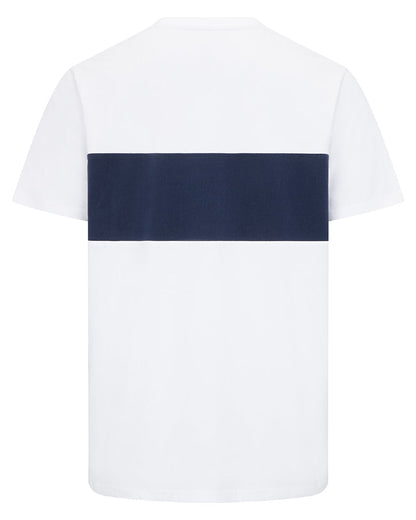 White Navy White Coloured Hoggs of Fife Mens Dalbeattie Colour Block T-Shirt on white background #colour_white-navy-white