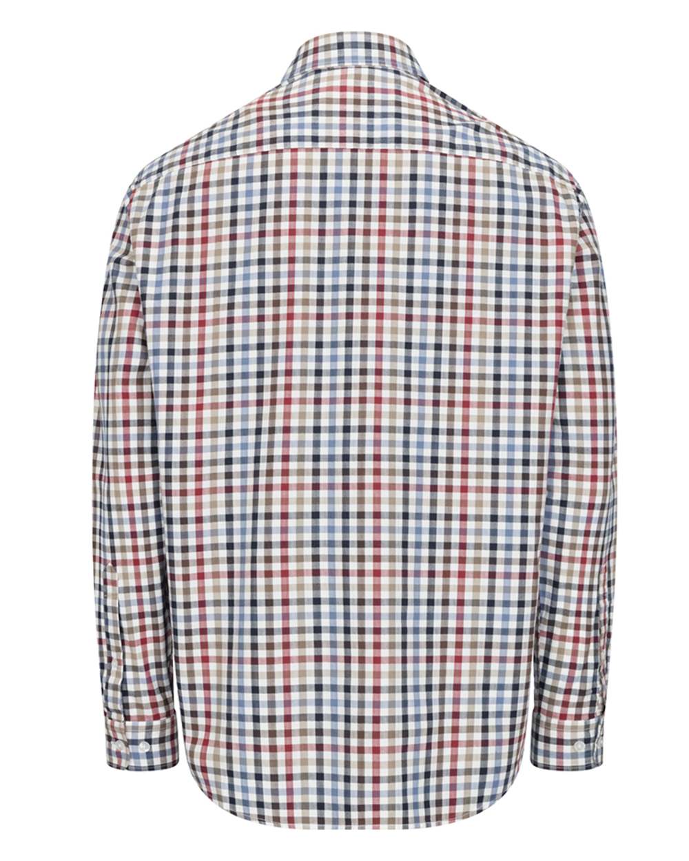 Navy Red Olive Coloured Hoggs of Fife Mens Douglas Twill Shirt on white background #colour_navy-red-olive