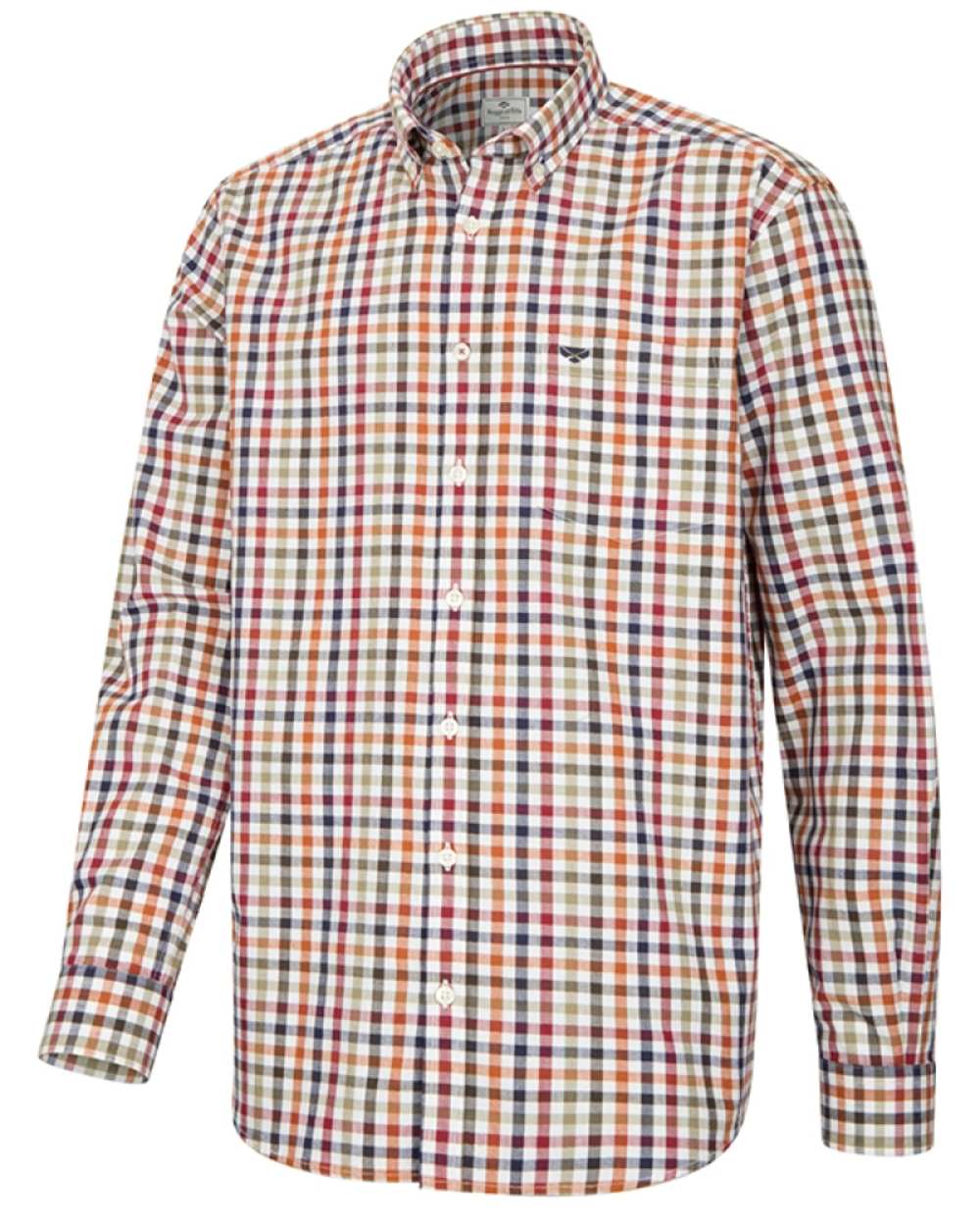 Rust Olive coloured Hoggs of Fife Mens Douglas Twill Shirt on white background #colour_rust-olive