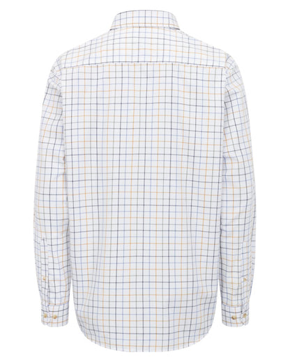 Blue Green Gold coloured Hoggs of Fife Mens Fernie Bamboo Shirt on white background #colour_blue-green-gold