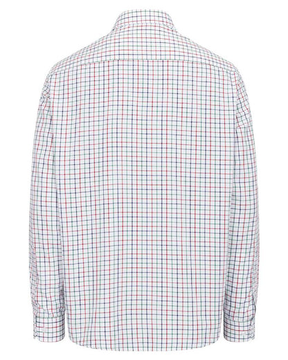 Green Red Navy Coloured Hoggs of Fife Mens Fernie Bamboo Shirt on white background #colour_green-red-navy