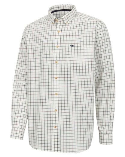 Navy Green Wine coloured Hoggs of Fife Mens Fernie Bamboo Shirt on white background #colour_navy-green-wine
