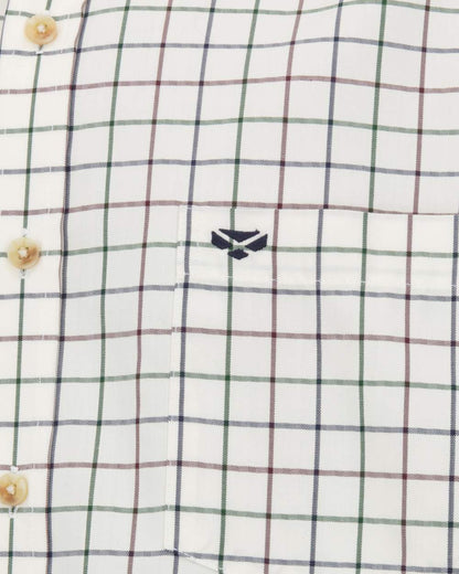 Navy Green Wine coloured Hoggs of Fife Mens Fernie Bamboo Shirt on white background #colour_navy-green-wine