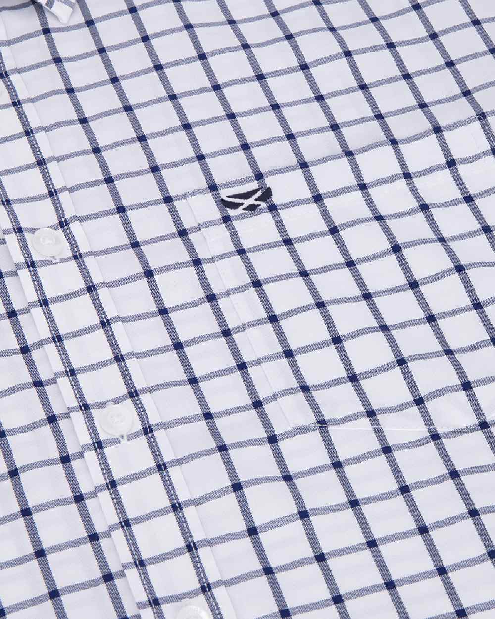 Navy White Coloured Hoggs of Fife Mens Fernie Bamboo Shirt on white background #colour_navy-white