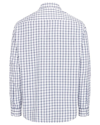 Navy White Coloured Hoggs of Fife Mens Fernie Bamboo Shirt on white background #colour_navy-white