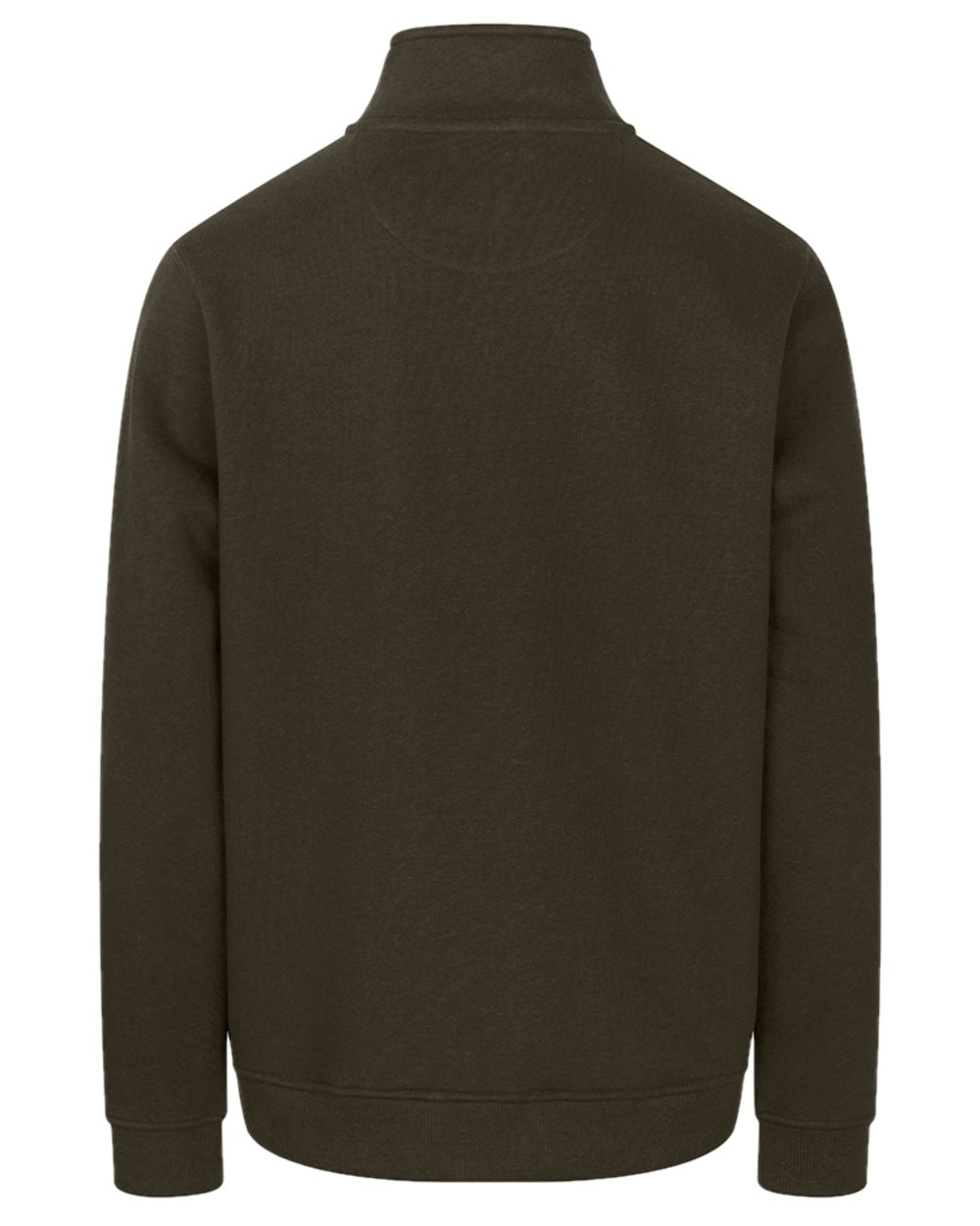 Forest Coloured Hoggs of Fife Mens Galloway 1888 Plain Quarter Zip Sweatshirt on white background #colour_forest