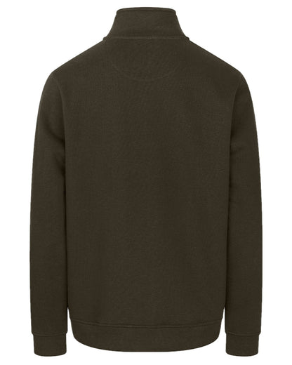 Forest Coloured Hoggs of Fife Mens Galloway 1888 Plain Quarter Zip Sweatshirt on white background #colour_forest