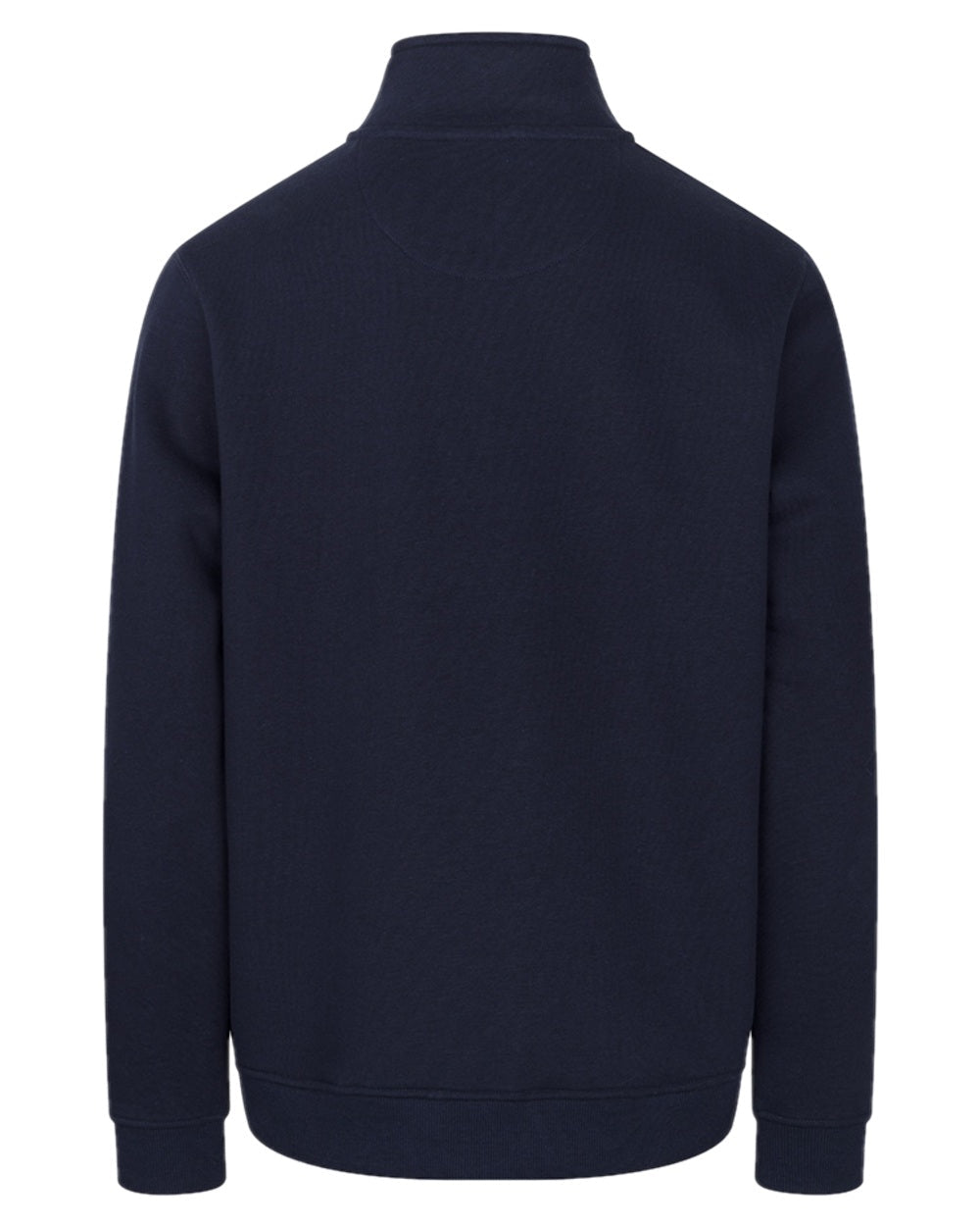 Navy Coloured Hoggs of Fife Mens Galloway 1888 Plain Quarter Zip Sweatshirt on white background #colour_navy