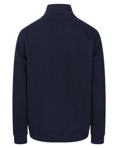 Navy Coloured Hoggs of Fife Mens Galloway 1888 Plain Quarter Zip Sweatshirt on white background #colour_navy