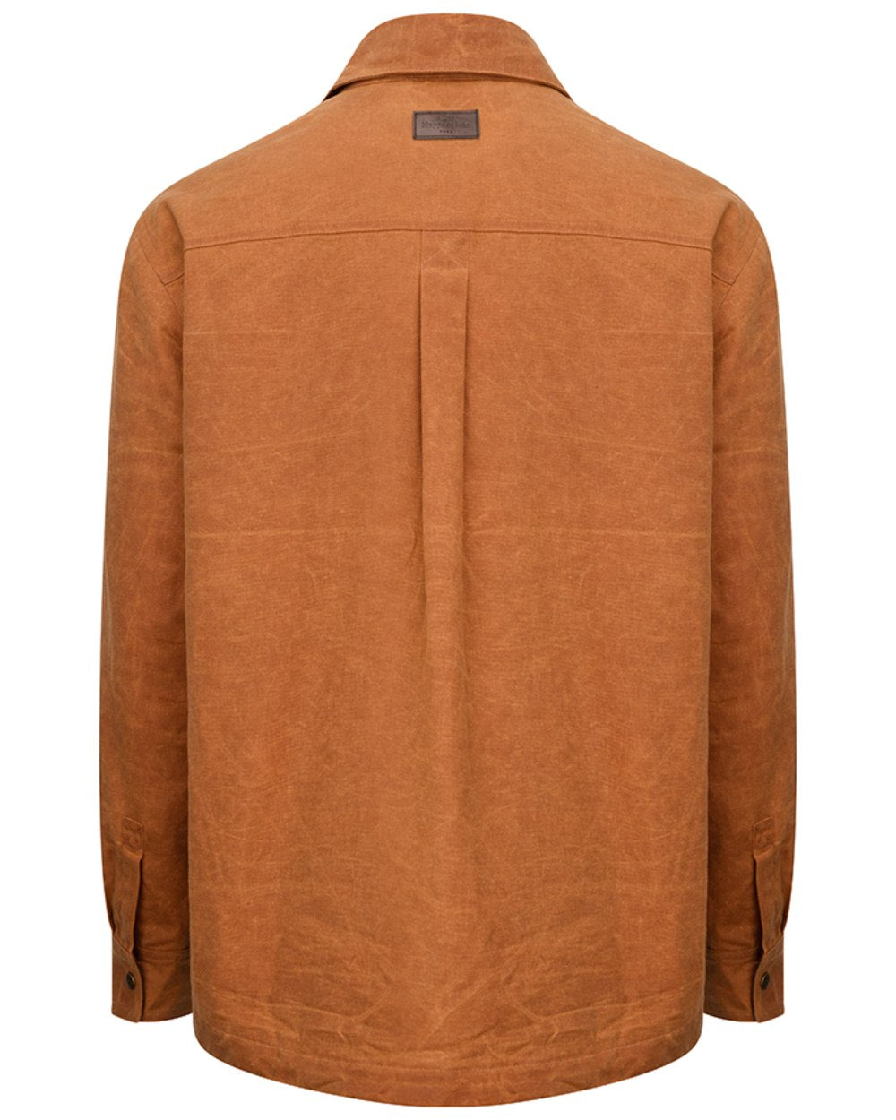 Caramel coloured Hoggs of Fife Mens Huntly Waxed Canvas Utility Overshirt on white background #colour_caramel