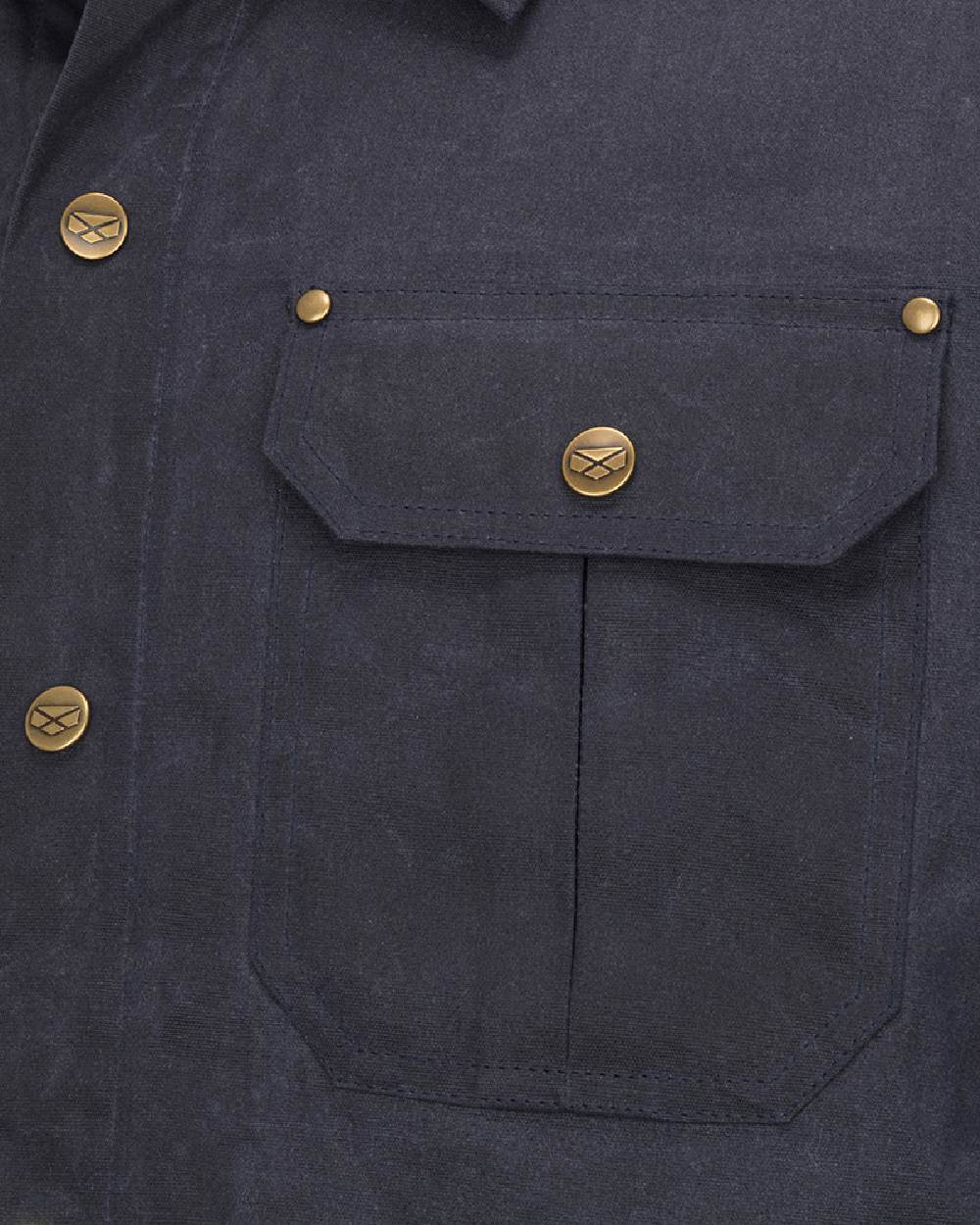 Midnight Navy Coloured Hoggs of Fife Mens Huntly Waxed Canvas Utility Overshirt on white background #colour_midnight-navy