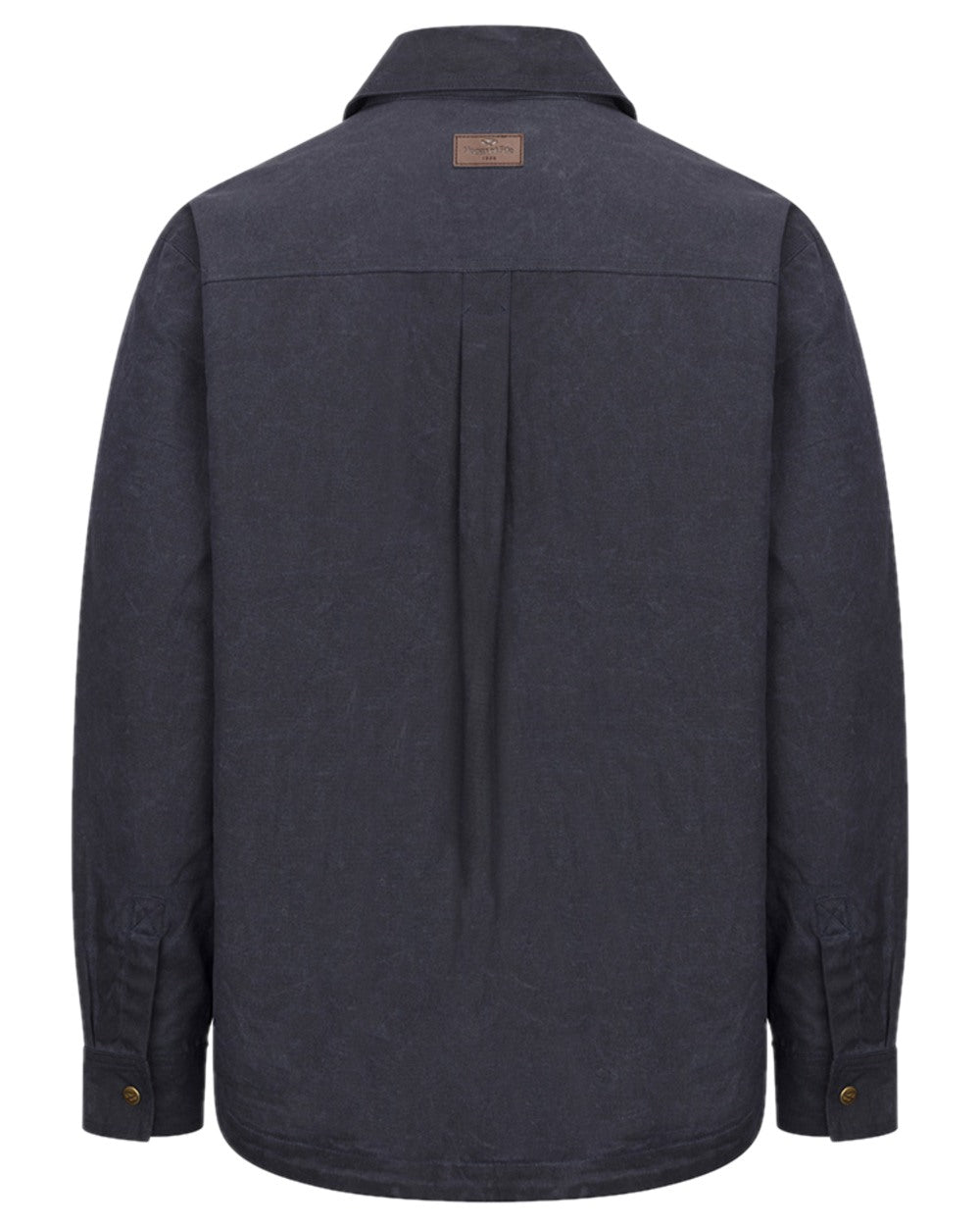 Midnight Navy Coloured Hoggs of Fife Mens Huntly Waxed Canvas Utility Overshirt on white background #colour_midnight-navy