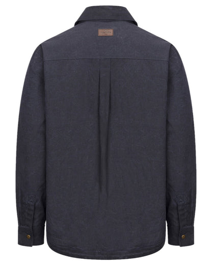 Midnight Navy Coloured Hoggs of Fife Mens Huntly Waxed Canvas Utility Overshirt on white background #colour_midnight-navy