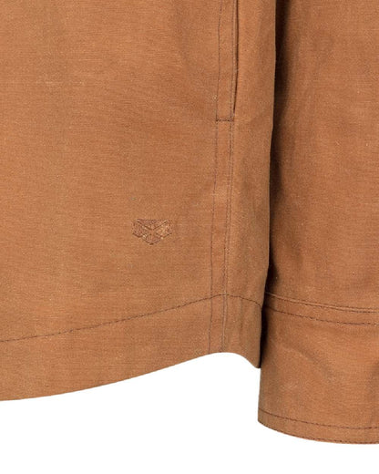Tan Coloured Hoggs of Fife Mens Huntly Waxed Canvas Utility Overshirt on white background #colour_tan