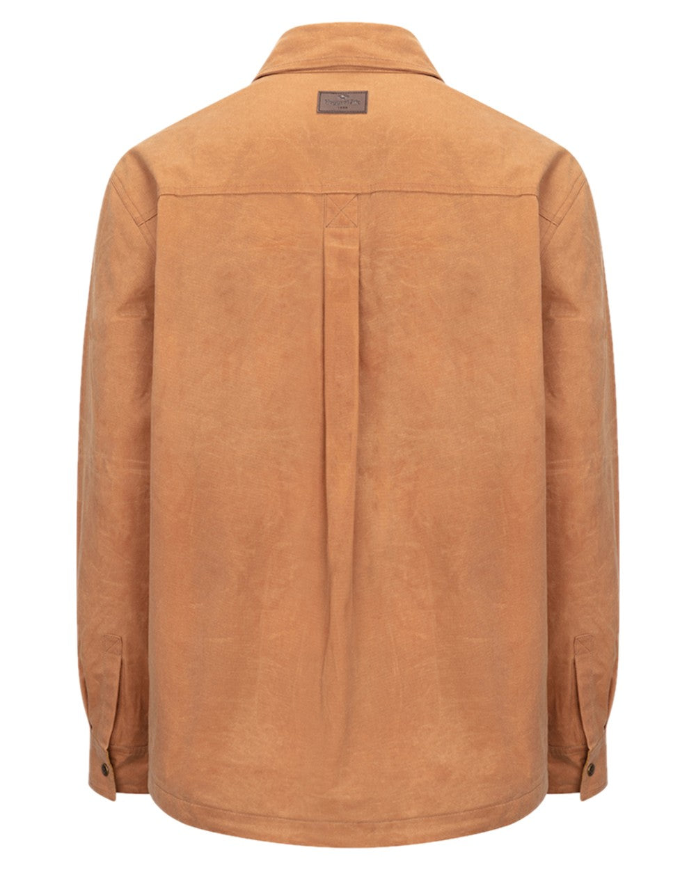 Tan Coloured Hoggs of Fife Mens Huntly Waxed Canvas Utility Overshirt on white background #colour_tan