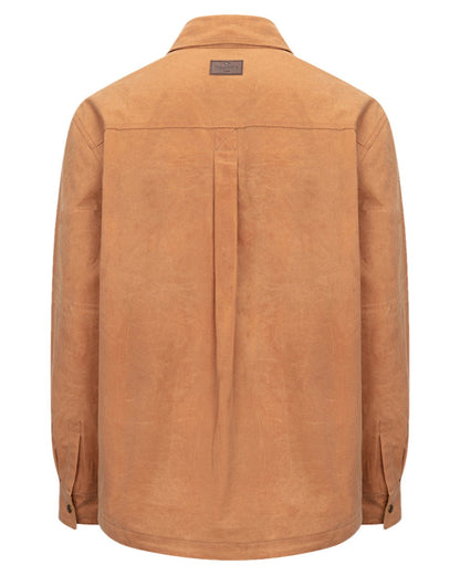 Tan Coloured Hoggs of Fife Mens Huntly Waxed Canvas Utility Overshirt on white background #colour_tan