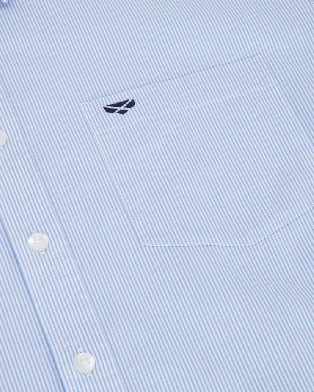 Blue White Coloured Hoggs of Fife Mens Ingliston Stretch Stripe Shirt on white background #colour_blue-white