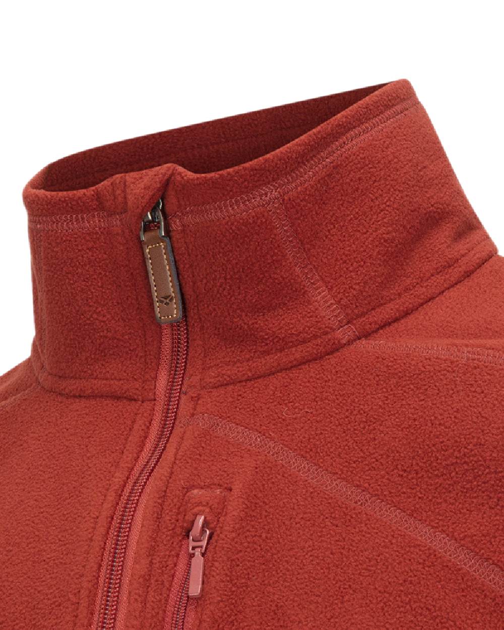 Burnt Henna Coloured Hoggs of Fife Mens Islander Techpro Quarter Zip Shirt on white background #colour_burnt-henna