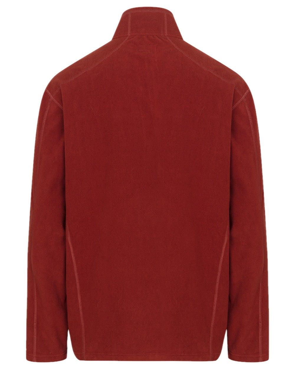 Burnt Henna Coloured Hoggs of Fife Mens Islander Techpro Quarter Zip Shirt on white background #colour_burnt-henna