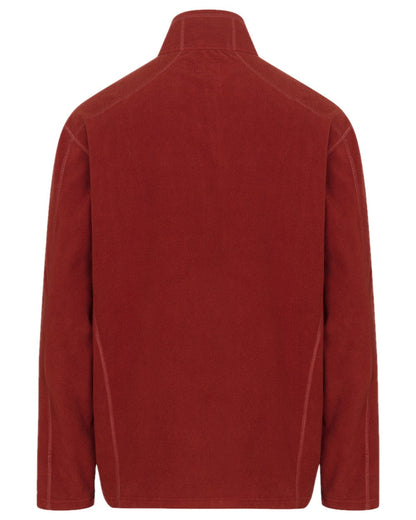 Burnt Henna Coloured Hoggs of Fife Mens Islander Techpro Quarter Zip Shirt on white background #colour_burnt-henna