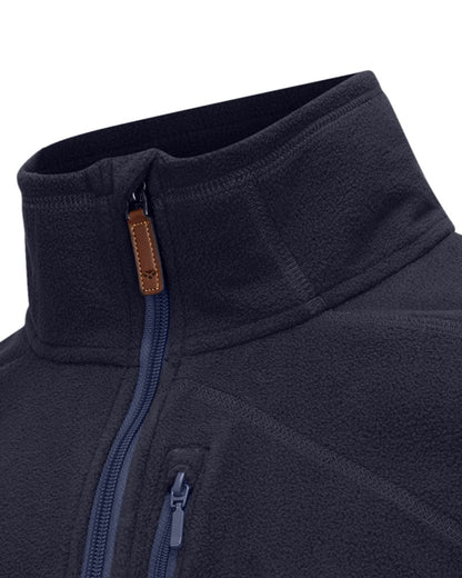 Navy Coloured Hoggs of Fife Mens Islander Techpro Quarter Zip Shirt on white background #colour_navy