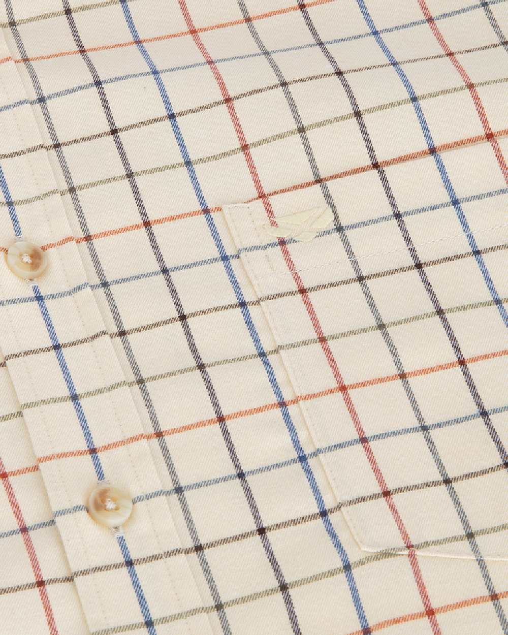 Barley Coloured Hoggs of Fife Mens Laird Premier Tattersall Shirt on white background #colour_barley
