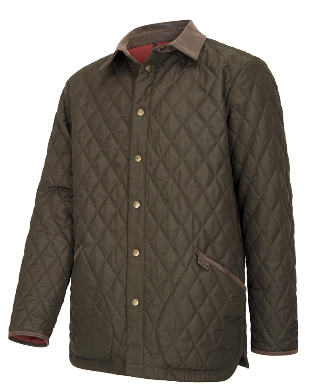 Forest Green Coloured Hoggs of Fife Mens Lochore Quilted Jacket on white background #colour_forest-green