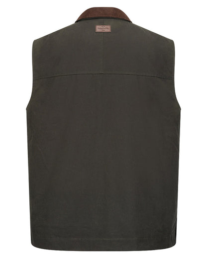 Olive Coloured Hoggs of Fife Mens Maxton Padded Waxed Waistcoat on white background #colour_olive