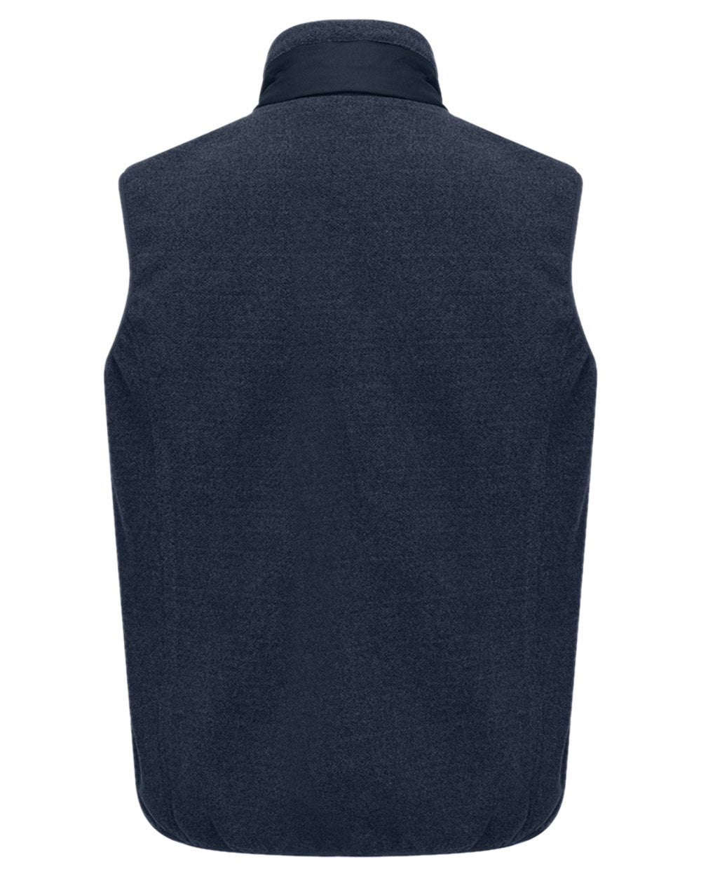 Midnight Navy Marl Coloured Hoggs of Fife Mens Melville Hybrid Gilet on white background #colour_midnight-navy-marl