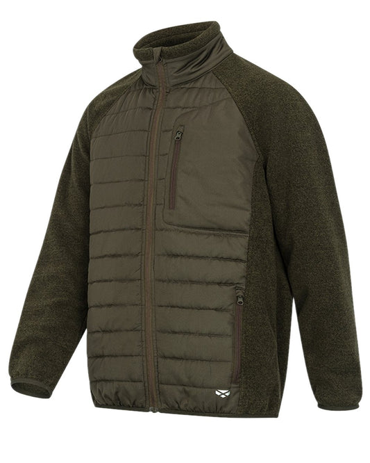 Dark Forest Marl Coloured Hoggs of Fife Mens Melville Hybrid Jacket on white background #colour_dark-forest-marl