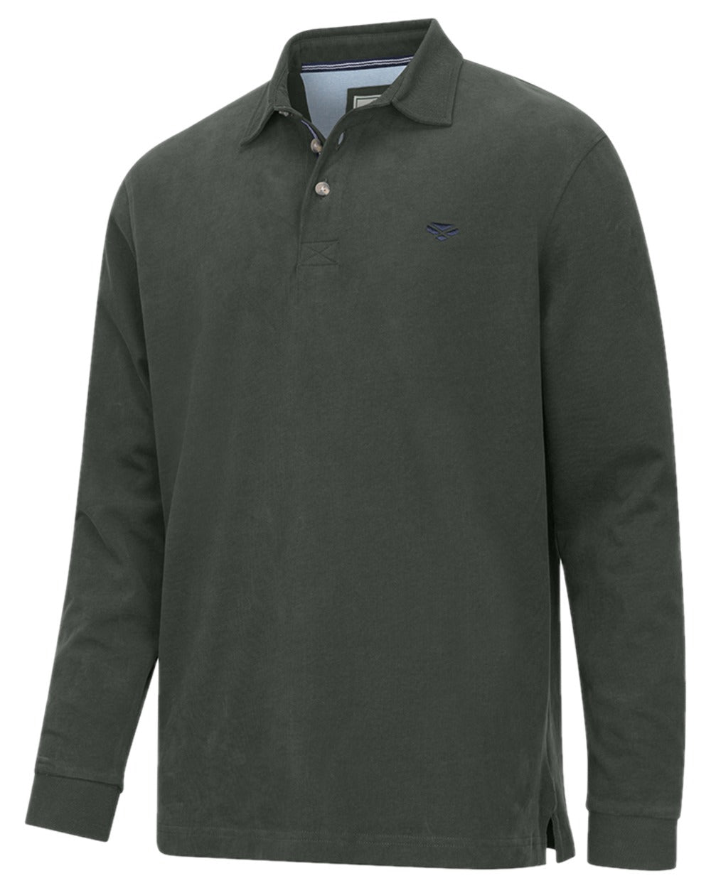 Forest Coloured Hoggs of Fife Mens Moffat Long Sleeve Rugby Shirt on white background #colour_forest